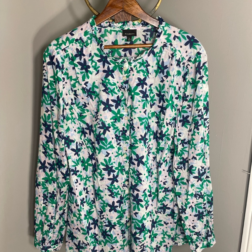 Talbots Floral Blouse 100% cotton XL